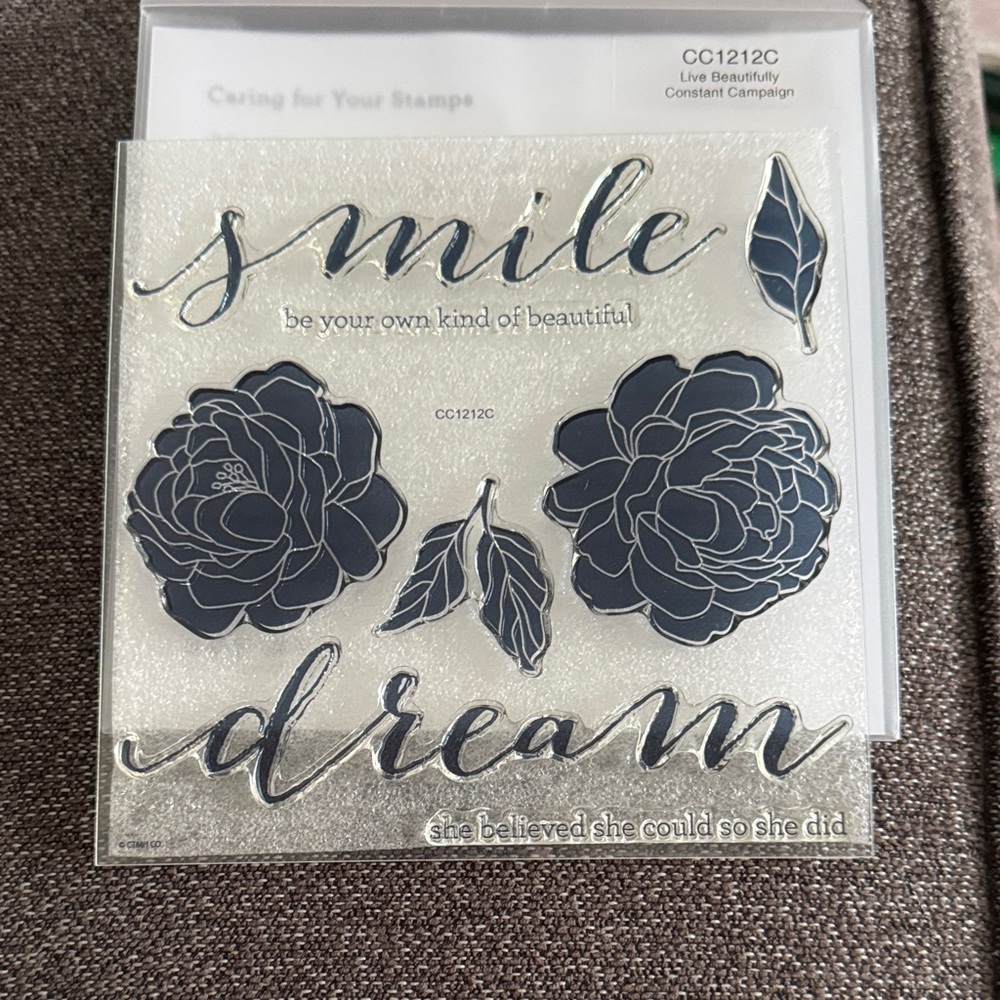 Live Beautifully Floral Stamp Set - Navy Blue